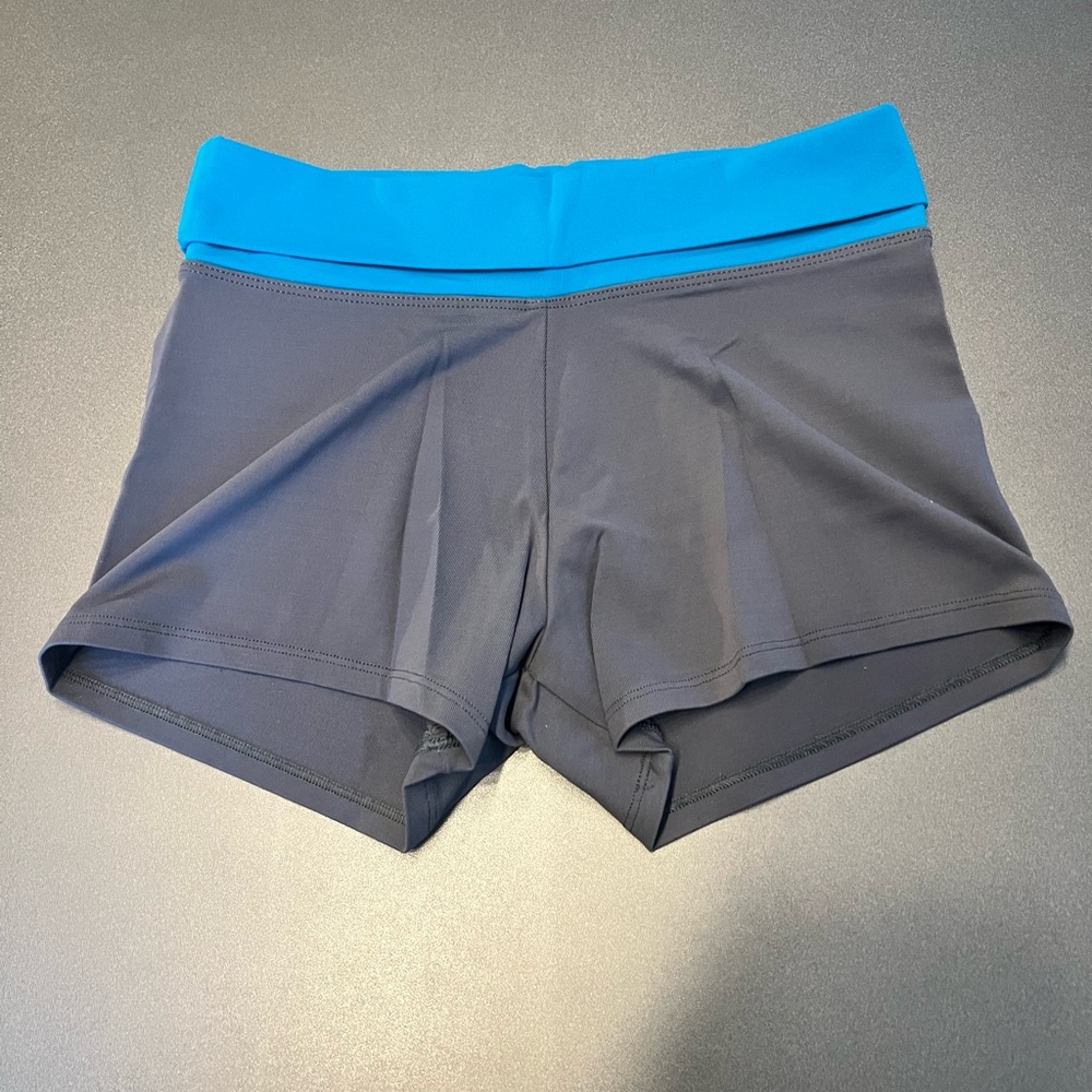 Katrina Activewear Women's Athletic/Dance/Gymnastics Shorts in Charcoal and Teal